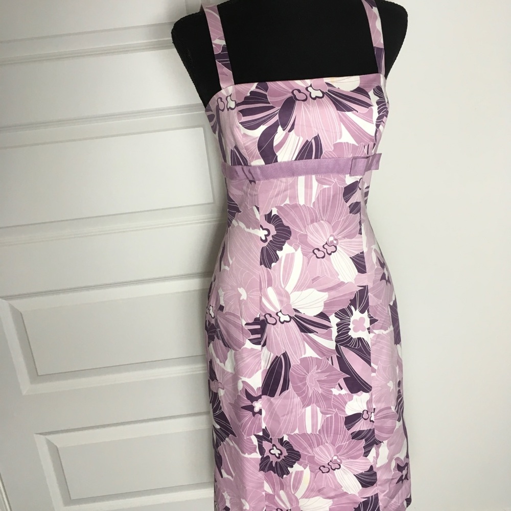 Tahari Arthur S. Levin purple floral dress size 4